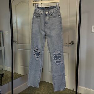 momokrom baggy distressed knee denim jeans